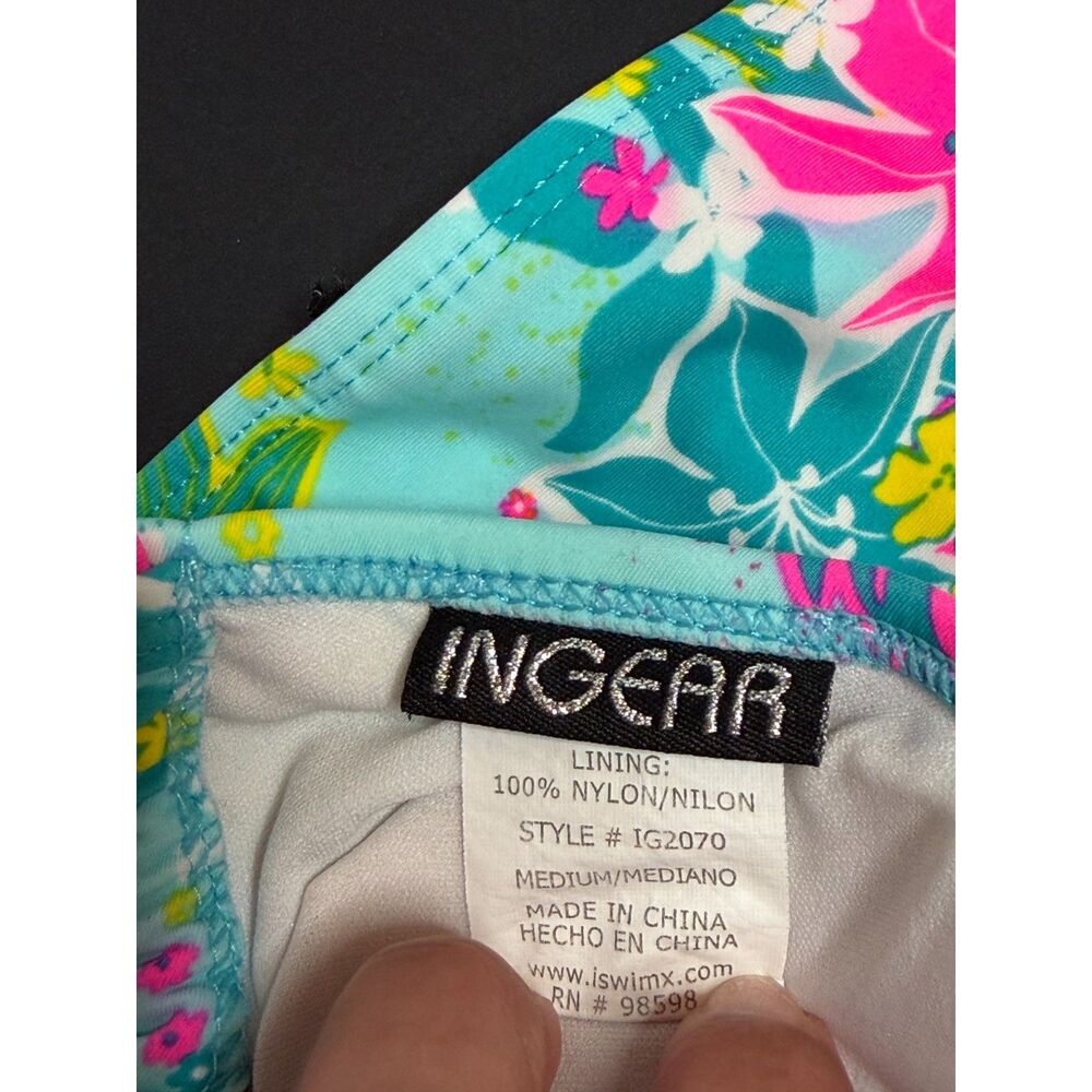 Ingear Women's Size M Aqua Floral Halter Two-Piece Bikini Set Tie Side Swimwear - Picture 7 of 7
